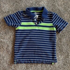 Old Navy Blue, Green and White Striped Polo Tee 5T